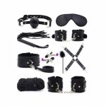 10 Pcs/set Sexy Lingerie PU Leather BDSM Sex Bondage Set Hand Cuffs Footcuff Whip Rope Blindfold Erotic Sex Toys For Couples