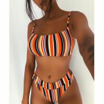 Bandeau Stripe Bikini 2019 New Summer Beachwear Push Up Sexy Swimsuit Female Biquini High Cut Bathing Suit Women Swimwear