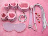 Pink plush bound seven piece set of alternative toys BDSM couples sex toys Bondage Gear fetish men