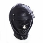 Sex Masks Fetish Adjustable PU Bondage Belt BDSM Toys Full Hood SM Mask Headgear Harness Slave Restraint Belt for Couples J10-77