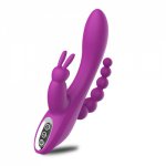 AIXIASIA 12 Vibration Modes Quiet Sex Toy G-spot Rabbit Vibrator Rechargeable Waterproof Dildo Vibe Dual Motor Clit Stimulator