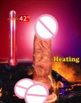 Wireless Remote Controal Heating Silicone Dildo Suction Cup Artificial Penis Squirm Vibrating Telescopic Sex Toy For Women 329