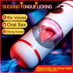 My 9colors Sex Male Masturbator Deep Throat Penis Suck Massage Realistic Voice Vagina Licking Tongue Vibrator Masturbation Cup