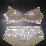 High Waisted Sexy Bikini Push Up Rhinestone Women Swimsuit 2019 Luxury Diamond Female Swimwear Bling Bling Club Biquini