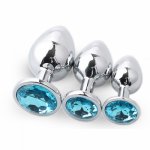 3pcs/Set Stainless Steel Anal safe plug Anal Beads Anus tube Crystal Waterproof Adult  Products Plug for women