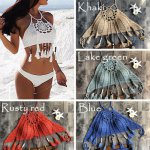 2019 Bohemia Bikinis Sets Tassel Hollow Out knitting Swimsuit Women Bathing Costume Sexy Ladies Tankini Beachwear Swimwear