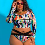 2019 Sexy Bandage Bikinis Women Plus Size Geometric Printing Padded Bra Bikini Split Body Swimsuit Beachwear Suit Swimwear