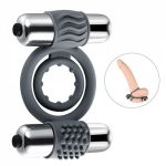 Mini Bullet Vibrator Double Ring Vibrator Delay Ejaculation Penis Vibration Ring For Penis Stimulator Vibrating Ring Cock Sex