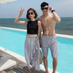 New print Couple Swimwear Sexy Bikinis Men's Board Shorts Lover Shorts Couple Beach Wear Swimsuit Women Board Shorts Bikini Sets