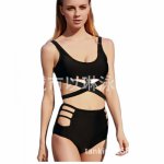 2019 Sexy Bikini European and American Black Sexy Plus Full Size Bikini Split Swimwear Female High Waist Hollow Belt Fat Large