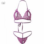 Open Bra Crotch Sexy G String Sunbath Women Micro Bikini Set Transparent Lace Costumes Extreme Beach Wear Swimwear Bathing Suit