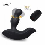 Levett, Levett Louis 3 Mode Tickling Male Prostate Massager 360 Degree Rotation Remote Control Anal Butt Plug Vibrator Sex Toys for Men