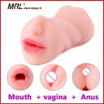 Three Hole Vagina Mouth and Anal Long Big Male Masturbation Toy Blowjob Girl Oral Artificial Pussy Sex Toys for Men Masturbator