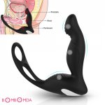 9 Speed Finger Prostate Anal Dildo Vibrator With Penis Scotum Ring Masturbator Strapon Anus Vibrator Butt Adult Sex Toys for Men