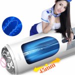 Automatic Piston 45mm Telescopic Male Masturbator Artificial 5D Vagina Real Pussy Moaning Penis Trainer Machine Sex Toys for Men