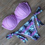 Summer Style Bikini Sexy Beach Swimwear Ladies Push Up Swimsuit Bathing Suit Brazilian Maillot De Bain Purple Print
