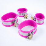 Stainless Steel 3 Colors Silicone Hand Ankle Cuffs Bondage Kit Restraints BDSM Set Adult Games Fetish Sex Toys for Couples G6-84