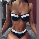 In-X Sexy micro bikini set 2020 Shiny black swimsuit female Bikinis Push up swimwear women bathing suit Mini Swim suit Femme