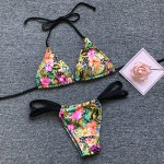 Sexy Bandage Floral Print Mini Bikini Set Swimwear Women Two Pieces Swimming Wear Beach Wear Thong Bikini Mujer Bodysuit Summer