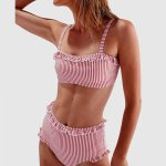 Strap Bikinis Set High Waist Swimsuit Striped Sexy Swimwear Women 2019 Push Up Padded Swimwear Bathing Suit Brazilian Bikini