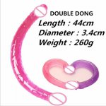 44*3.4cm Sextoy Long Jelly Double Dildo Realistic Soft Double Ended Penis Double Penetration Big Dick Adult Sex Toys for Woman