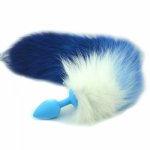 Fox, 90*41mm large size blue silicone anal plug fox tail butt plugs anus dilator stimulator erotic toys sex products for adults