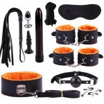 Plush Suit Whip Panty Handcuffs Vibrator Binding Sex Toy Set Couple SM Game Kit X7.10