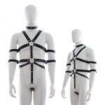 Chastity Belt Pu Leather Neck Collar Bodysuit Harness Clothing Men Gay Bondage Bdsm Restraint Sexy Lingerie Sex Toys Costume