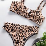 JJSOX Gold buckle Leopard Printed Sexy Women Bikini Set Two Piece Snake pattern Swimwear Halter Swimsuit Set Bathing Suits