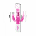 Baile, 12 Functions Vibrations & 4 Modes Rotations Baile Pretty Bunny Triple Pleasure Anal Sex Rabbit Vibrators for Women, Erotic Toys