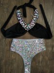 Hand Sewing Luxury Rhinestone Bikini High Waisted Crystal Diamond Women Swimwear Bikini Set Sexy Halter Swimwear 2019