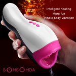 Heating Masturbator Cup Vibrator For Men Oral Penis Delay Trainer Masturbator Cup Blowjob Vibrator Sex Toy for Men Sex Machine