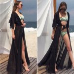 Women Beach Cover up Solid long Bikini  cover up Sarong Saidas Sexy Beach wear Cover up Tunic for Beach Swimsuit