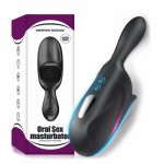 Automatic Oral Climax Penis Delay Trainer,Strong Dual motors Male MasturbatIion Vibrator Sex Glans Stimulate Vibrating Massager