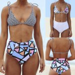 Meihuida Swimsuit Bikini 2019 Women Swimming Suit Sexy Halter Neck Backless Two Piece Solid Bikini Set  Bathing Suit Women S-XL