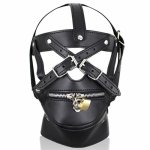 camaTech PU Leather BDSM Bondage Hoods Zipper Head Sexy Mask Harness With Zipper Mouth Fetish Slave Restraint Sex Toy For Couple