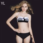 Discount Black Bottom Bikini Set Elegant Casual Girl Women Beach Swimwear Sexy Padded Biquini Strap Cotton Female Sport Swimsuit