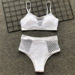 Women Bikini Sexy Fishnet High Waist Ladies Swimwear Push Up Bikini Set Bra Padded Swimwear Bandage Lady Swimsuit Bathing Suit