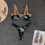 2020 Sexy Leopard Swimsuit Female Leaf Print Bikini Set Micro Biquini Brazilian Swimwear Women Summer Bathing Suit Beach Wear