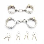 Black Emperor Stainless Steel Round Lock Handcuffs adult erotica products