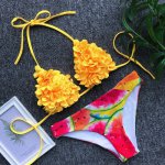 Yellow Blue Flower Petal Bikini 2019 Summer Sexy Watermelon Leaf Print Swimsuit Bikini Set Triangle Swimwear Women Bathing Suit