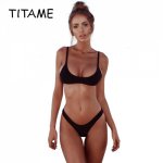 TITAME Hot Bikinis Set Sexy Two Pieces Bikinis Swimwear Swimsuit Women Biquini Solid Swimming Suit Female Bikini Suit Beachwear