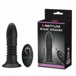 Remote Control Anal Vibrator Prostate Massage 4 speed Telescopic Big Dildo Silicone Butt Plug Masturbator Anal Sex Toys For Men
