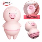 Pink Pig Tongue Licking Vibrator Oral Clitoris Powerful Vibrator Nipple Massage Breast Vagina Stimulator Adult Sex Toy for Women