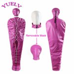 YUELV Adult Game Leather Full Body Bondage Sleeping Bag Fetish Restraint BDSM Removable Slave Mask Cosplay Sex Toys For Couples