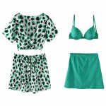 4 pieces Swimsuits Women Bikini sets Beach cover up Push Up Bikinis Sexy Women's Swimsuits Bather Swimwear Biquini