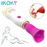 IKOKY Nipple Clitoris Licking Stimulator Tongue Licking Vibrator Sex Toys for Woman AV Stick  Silicone Masturbator 12 Speed