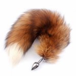 Fanala Drop Shipping Real Red Fox Tail Anal Plug Metal Butt Plug Animal Cosplay Tail Erotic Sex Toy for Couple Tail