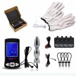 High-quality Materials Electric Shock Masturbation Male Penis Anal Plug Penis Ring Gloves Electric Shock Masturbation Orgasm Toy