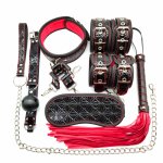 Level A PU Leather Handcuffs Whip Collar BDSM Sex Bondage Rope Mask Ball Gag Nipple Clamps Adults Sex Toys For Couples Women Gay